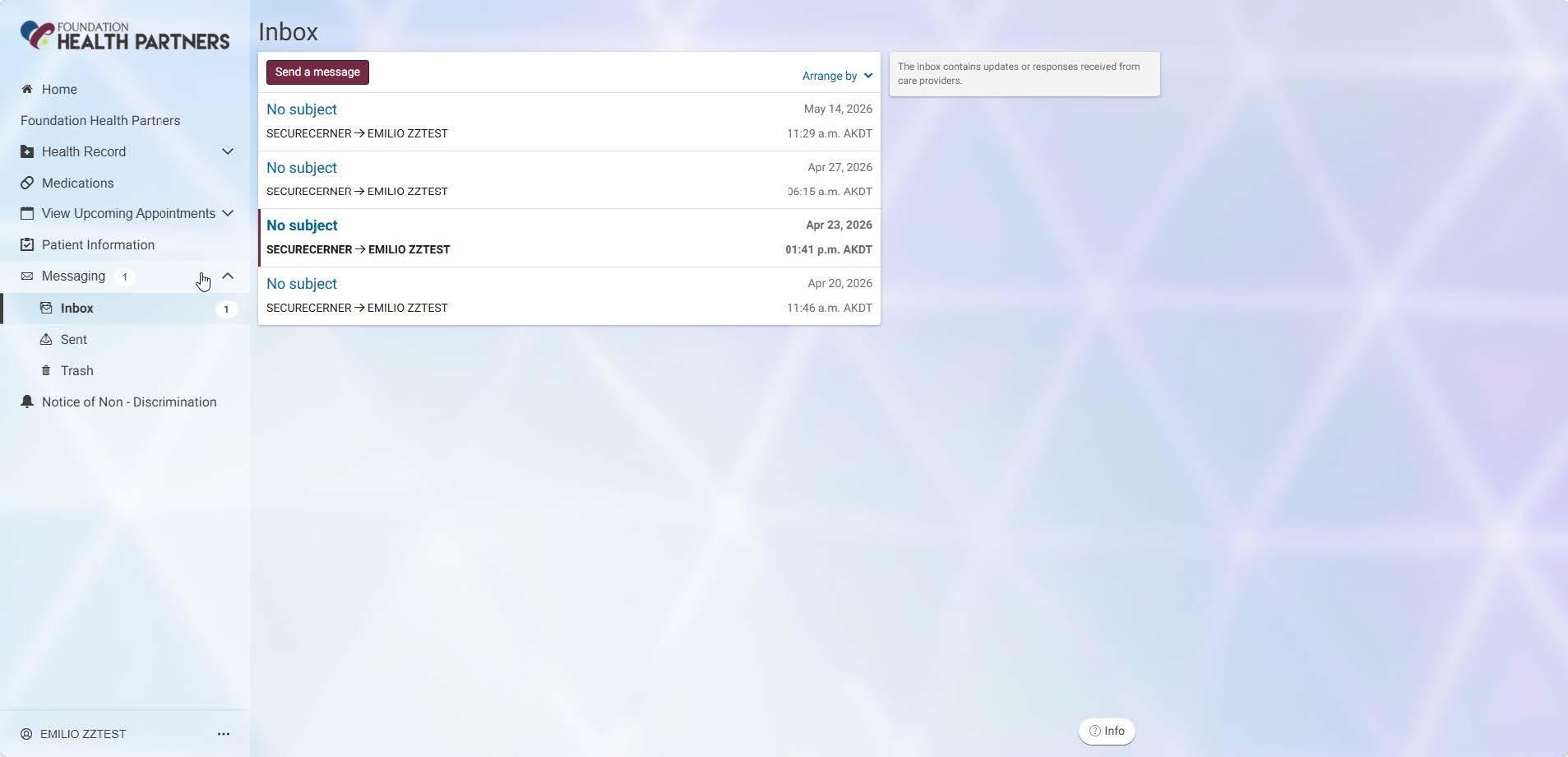 Image of care team messaging screen